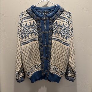 Dale of Norway Blue and Cream Nordic Cardigan